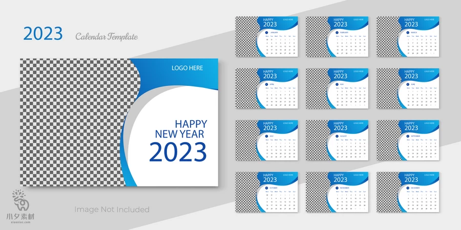 公司企业科技感简约2023年日历挂历台历年历模板AI矢量设计素材【315】
